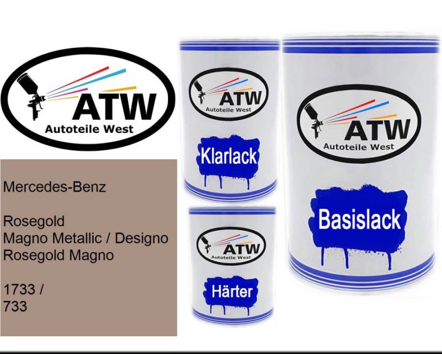 Mercedes-Benz, Rosegold Magno Metallic / Designo Rosegold Magno, 1733 / 733: 500ml Lackdose + 500ml Klarlack + 250ml Härter - Set, von ATW Autoteile West.